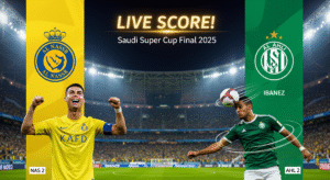 alt=Al Nassr vs Al Ahli Live Score Saudi Super Cup Final 2025 – Ronaldo and Ibanez highlights